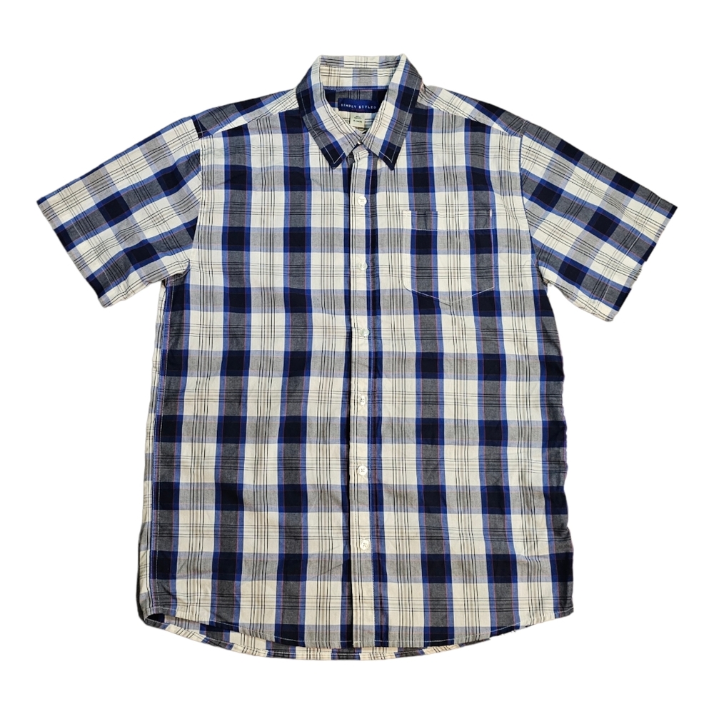 Vintage Simply Styled by Sears Boy's Button Up‎ Plaid Shirt Size XL 18/20